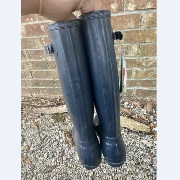 HUNTER BLUE TALL RUBBER WELLIES RAIN MUD BOOTS 8 - Picture 6 of 9